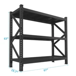 Syemin Utility Storage Shelves 3-Tier Industrial Shelving Rack, Adjustable Shelving Unit, Heavy Duty Garage Storage Rack, Black, 67"*19.7"*63" -Furniture GUEST 00a6fc0f 01b0 47e4 9136 c16c6d465160