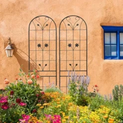 Syemin Patio Decorative Screens, Iron Arch Decoration Garden Trellis, For Outdoor For Climbing Plants Support, Flowerbed, Black, 19.7"*19.7"*86.7" -Furniture GUEST 00b0bf81 9aba 4736 8c88 601920a2a42e