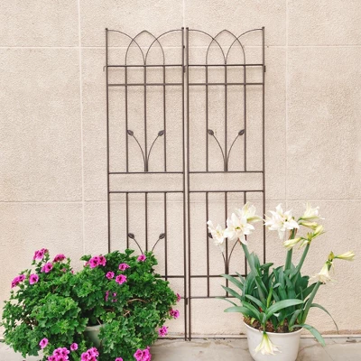 Syemin Patio Decorative Screens, Iron Arch Decoration Garden Trellis, For Outdoor For Climbing Plants Support, Flowerbed, Brown, 36.5"*17.7"*71" 5 Syemin Patio Decorative Screens, Iron Arch Decoration Garden Trellis, For Outdoor For Climbing Plants Support, Flowerbed, Brown, 36.5"*17.7"*71" - Image 5