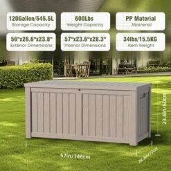 Syemin Deck Box, 120GAL Outdoor Storage Box, Patio Gardening Tools, Water And UV Resistant For Patio, Garden, Lawn, Brown, 54.25"*26.5"*24.21" 8 Syemin Deck Box, 120GAL Outdoor Storage Box, Patio Gardening Tools, Water And UV Resistant For Patio, Garden, Lawn, Brown, 54.25"*26.5"*24.21" -Furniture GUEST 02d91d05 145a 4d40 bcc7 f6aa8a072428