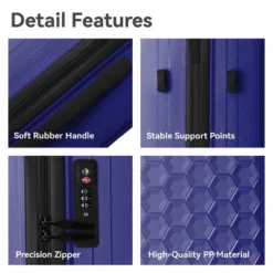 Syemin Luggage 3-Piece Luggage Set Travel Lightweight Suitcases With Rolling Wheels TSA Lock Carry On Luggage 20"/24"/28", Blue, 20.08"*11.81"*30.12" -Furniture GUEST 039a2bdb ee53 4556 888f 5e60ec8494bb