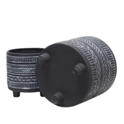 Syemin Planters 2 PCS Footed Plater Indoor Outdoor Home Garden Decor Plant Pots For Living Room Thoughtful Gift, Gray, 8"*8"*8"