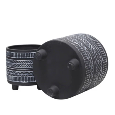 Syemin Planters 2 PCS Footed Plater Indoor Outdoor Home Garden Decor Plant Pots For Living Room Thoughtful Gift, Gray, 8"*8"*8" 1 Syemin Planters 2 PCS Footed Plater Indoor Outdoor Home Garden Decor Plant Pots For Living Room Thoughtful Gift, Gray, 8"*8"*8"