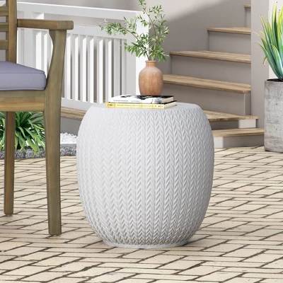 Syemin Patio End Tables Accent Side End Table For Outdoor And Indoor, Garden, Backyard Use, Special Design, White, 15.75"*15.75"*15.75" 5 Syemin Patio End Tables Accent Side End Table For Outdoor And Indoor, Garden, Backyard Use, Special Design, White, 15.75"*15.75"*15.75" - Image 5