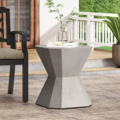 Syemin Patio End Tables, Stylish End Tables For Indoor And Outdoor Use, Ideal For Gardens, Backyard, With Special Design, Gray, 17.25"*17.25"*20.25" -Furniture GUEST 070704a9 7fe1 4f1e b4c6 fa33829848ed
