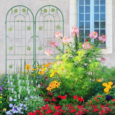 Syemin Patio Decorative Screens, Iron Arch Decoration Garden Trellis, For Outdoor For Climbing Plants Support, Flowerbed, Green, 40"*19.7"*71" 4 Syemin Patio Decorative Screens, Iron Arch Decoration Garden Trellis, For Outdoor For Climbing Plants Support, Flowerbed, Green, 40"*19.7"*71" - Image 4