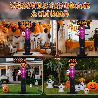 Syemin Inflatable Holiday Decorations 12FT Giant Halloween Inflatable Blow Up Decorations, Pumpkin Man Holding Skull, Multicolored, 30"*30"*72" 4 Syemin Inflatable Holiday Decorations 12FT Giant Halloween Inflatable Blow Up Decorations, Pumpkin Man Holding Skull, Multicolored, 30"*30"*72" - Image 4