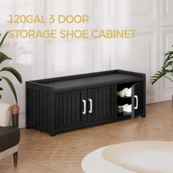Syemin Shoe Racks Shoe Storage Cabinet Waterproof UV-Resistant Entryway Storage Bench Indoor Outdoor Shoe Organizer, Black, 46.85"*17.32"*17.91" 6 Syemin Shoe Racks Shoe Storage Cabinet Waterproof UV-Resistant Entryway Storage Bench Indoor Outdoor Shoe Organizer, Black, 46.85"*17.32"*17.91" -Furniture GUEST 0972de32 0e16 4fbd b0ce c4d8e9fb0311