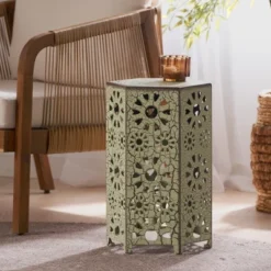 Syemin Patio End Tables Accent Side End Table For Outdoor And Indoor, Garden, Backyard Use, Special Design, Green, 12"*10.5"*18.5" -Furniture GUEST 0983d687 31de 4719 805b cef44b6cb0b0