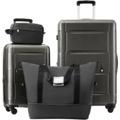 Syemin 4 PCS Bag And Luggage Sets, With 4 Spinner Wheels Lightweight Suitcase, Suitable For Business Trips And Travel, Black, 18"*12.2"*28.3" -Furniture GUEST 099eb463 955a 4d28 b777 9282fd2fe76b