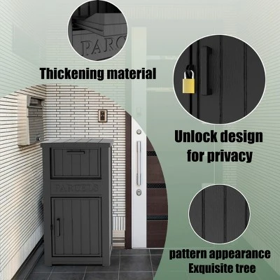 Syemin Deck Boxes 48 Gallon Package Delivery Boxes, Lockable Outdoor Storage Box, Large Package Delivery Waterproof Deck Box, Black, 44.1"*24.2"*18.6" 4 Syemin Deck Boxes 48 Gallon Package Delivery Boxes, Lockable Outdoor Storage Box, Large Package Delivery Waterproof Deck Box, Black, 44.1"*24.2"*18.6" - Image 4
