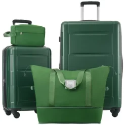 Syemin 4 PCS Bag And Luggage Sets, With 4 Spinner Wheels Lightweight Suitcase, Suitable For Business Trips And Travel, Green, 18"*12.2"*28.3" -Furniture GUEST 0ad5eaa4 0953 4b08 9cdc 7b63c3120e00