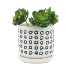 Syemin Planters Planter With Saucer, Decorative Plant Pots For Living Room, Garden, Balcony, Home Decor, White 6"*6"*5.75"