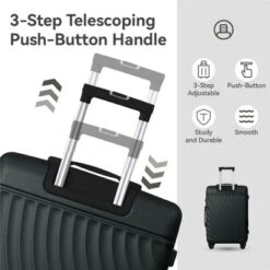 Syemin Luggage 20"24"28" Luggage Sets Abs Hardshell 3PCS Luggage Durable Suitcase Spinner Wheels Suitcase Available, Green, 21.06"*11.81"*30.31"