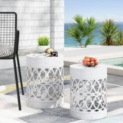 Syemin Patio End Tables Accent Side End Table For Outdoor And Indoor, Garden, Backyard Use, Special Design, White, 13.75"*13.75"*18" 7 Syemin Patio End Tables Accent Side End Table For Outdoor And Indoor, Garden, Backyard Use, Special Design, White, 13.75"*13.75"*18" -Furniture GUEST 0fb58a4c a54d 4eac b4ca 07551c0a1341