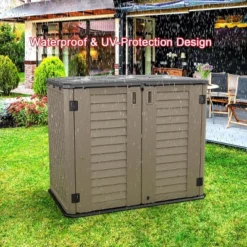 Syemin Storage Shed, Waterproof Storage Shed For Cleaning Tools And Garden Accessories, Brown, 50"*29.1"*41"