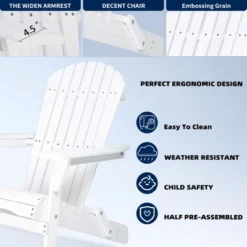 Syemin Patio Accent Chairs 2PCS, Folding Adirondack Chair, Wooden Decorative Lounge Furniture For Patio, Yard, White, 19.5"*31"*36" -Furniture GUEST 11b5083d 8c17 4f62 97d0 880f754bbdcc