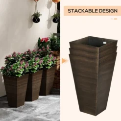 Syemin Outdoor Garden Raised Planter, Backyard Patio Planter Raised Bed For Flowers, Herbs, Brown, 16.25"*16.25"*35.75" -Furniture GUEST 13510be7 6e7c 4e2f a497 c4c954a58972