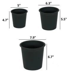 Syemin Planters Round Nursery Plant Pot,Garden Plastic Pots With Drainage, Garden Decor, Decorative Plant Pots, Balcony, Black 6.2"*6.2"*9.4"
