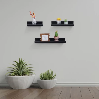 Syemin Decorative Wall Shelf Floating Shelves Wall Wood Decor Storage Shelves Wall Mounted Shelf Storage Hanging Shelf, Black, 18.11"*5.91"*1.97" 3 Syemin Decorative Wall Shelf Floating Shelves Wall Wood Decor Storage Shelves Wall Mounted Shelf Storage Hanging Shelf, Black, 18.11"*5.91"*1.97" - Image 3