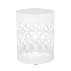 Syemin Patio End Tables Accent Side End Table For Outdoor And Indoor, Garden, Backyard Use, Special Design, White, 13.75"*13.75"*18"