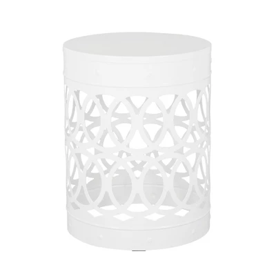 Syemin Patio End Tables Accent Side End Table For Outdoor And Indoor, Garden, Backyard Use, Special Design, White, 13.75"*13.75"*18" 1 Syemin Patio End Tables Accent Side End Table For Outdoor And Indoor, Garden, Backyard Use, Special Design, White, 13.75"*13.75"*18"
