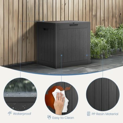 Syemin Deck Box, 30 GAL Outdoor Storage Box, Patio Gardening Tools, Water And UV Resistant For Patio, Garden, Lawn, Black, 22.1"*17.1"*20.9" 4 Syemin Deck Box, 30 GAL Outdoor Storage Box, Patio Gardening Tools, Water And UV Resistant For Patio, Garden, Lawn, Black, 22.1"*17.1"*20.9" - Image 4