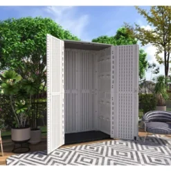 Syemin Outdoor Storage Shed, Vertical Tall Tool Shed With Five Shelves, Lockable Door For Patio, Backyard And Lawn, White, 50"*82"*29" -Furniture GUEST 15f67e22 b834 4262 8e5a 0a732285d919