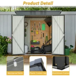 Syemin Storage Sheds 6 X 4 Ft Outdoor Storage Shed, All Weather Tool Shed For Garden, Backyard, Lawn, Black, Black, 66.9"*47.5"*68" -Furniture GUEST 16ded939 2a30 48ea 84b8 5bfcc69815b6