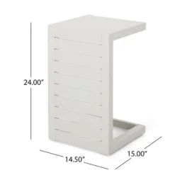 Syemin Patio End Table, C-Shaped Side Table, Compact, Stylish, And Versatile, White, 15"*14.5"*24" -Furniture GUEST 1817a5a6 9ce3 49eb b283 ce54c29dd787
