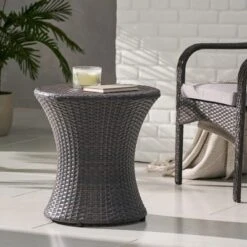 Syemin Patio End Tables Accent Side End Table For Outdoor And Indoor, Garden, Backyard Use, Special Design, Gray, 19.75"*19.75"*19.75" -Furniture GUEST 1ad8ce75 17cd 4d48 a2be e04e493d8b0b