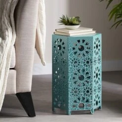 Syemin Patio End Tables, Stylish End Tables For Indoor And Outdoor Use, Ideal For Gardens, Backyard, Special Design, Blue, 12"*10.5"*18.5" -Furniture GUEST 1b12a350 72a1 4578 9717 4303e28aaaf7
