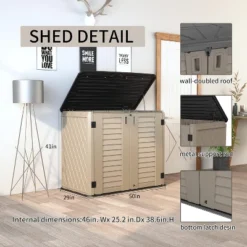 Syemin Storage Shed, Waterproof Storage Shed For Cleaning Tools And Garden Accessories, Brown, 50"*29.1"*41" -Furniture GUEST 1b79dc90 efbd 4156 b150 10a1088b50d5