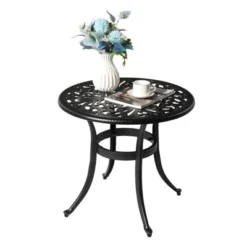 Syemin Patio End Tables, Modern Decorative Side Tables, Stylish Design For Patio, Living Room, Indoor And Outdoor Use, Black, 23.6"*23.6"*20.7" -Furniture GUEST 1c36e436 d64e 45a4 9b8f 56f8568fb213