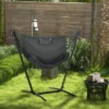 Syemin Patio Swings Outsunny Patio Hammock Chair With Stand, Outdoor Hammock Swing Hanging Lounge Chair With Headrest, Gray, 66.9"*43.3"*59.1"