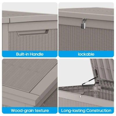 Syemin Deck Box, 260GAL Outdoor Storage Box, Patio Gardening Tools, Water And UV Resistant For Patio, Garden, Lawn, Brown, 67.72"*32.2"*33.66" 2 Syemin Deck Box, 260GAL Outdoor Storage Box, Patio Gardening Tools, Water And UV Resistant For Patio, Garden, Lawn, Brown, 67.72"*32.2"*33.66" - Image 2