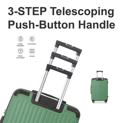 Syemin Luggage Lightweight 3 PCS Premium Abs Luggage Set Suitcase Set With Silent Spinner Wheels Carry On Luggage, Green, 20.87"*11.81"*30.31" 1 Syemin Luggage Lightweight 3 PCS Premium Abs Luggage Set Suitcase Set With Silent Spinner Wheels Carry On Luggage, Green, 20.87"*11.81"*30.31"