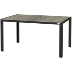Syemin Patio End Table, Rectangular Outdoor Dining Table With All-Weather Faux Wood Top For Garden, Lawn, Patio, Gray, 39.7"*55"*35.5"
