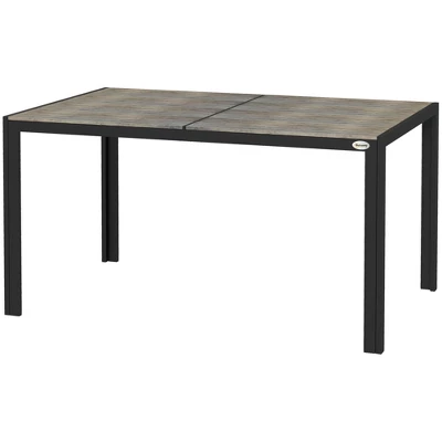 Syemin Patio End Table, Rectangular Outdoor Dining Table With All-Weather Faux Wood Top For Garden, Lawn, Patio, Gray, 39.7"*55"*35.5" 1 Syemin Patio End Table, Rectangular Outdoor Dining Table With All-Weather Faux Wood Top For Garden, Lawn, Patio, Gray, 39.7"*55"*35.5"