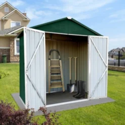 Syemin Storage Sheds Outdoor Storage Sheds 6ftx4ft Apex Roof Waterproof Garden Storage Shed With Lockable Door, Green, 70.1"*46.4"*75.6"