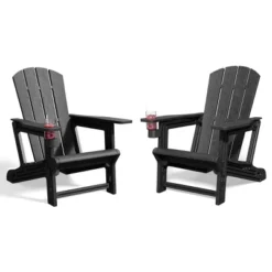 Syemin Patio Accent Chairs Folding Adirondack Chair Patio Comfortable Set For Patio Garden -Furniture GUEST 2311b788 9100 4635 86ce 4f8d06070ebd