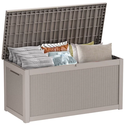 Syemin Deck Box, 260GAL Outdoor Storage Box, Patio Gardening Tools, Water And UV Resistant For Patio, Garden, Lawn, Brown, 67.72"*32.2"*33.66" 5 Syemin Deck Box, 260GAL Outdoor Storage Box, Patio Gardening Tools, Water And UV Resistant For Patio, Garden, Lawn, Brown, 67.72"*32.2"*33.66" - Image 5