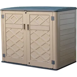 Syemin Outdoor Storage Shed, Vertical Tall Tool Shed With Five Shelves, Lockable Door For Patio, Backyard And Lawn, Brown, 53.1"*33.1"*46.9" -Furniture GUEST 2479d3e5 3f6c 4917 8a42 695f86ad6671