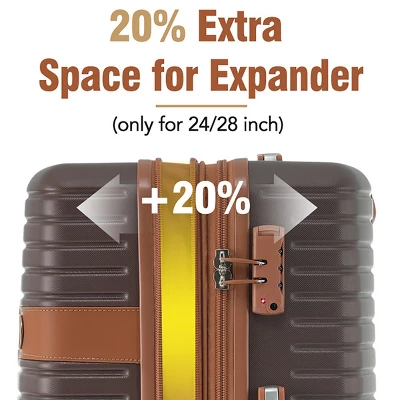 Syemin Luggage 24" Hardshell Carry-On Luggage, Lightweight Durable ABS Suitcase With Spinner Wheels 2 Packing Cubes, Brown, 16"*11"*25.2" 4 Syemin Luggage 24" Hardshell Carry-On Luggage, Lightweight Durable ABS Suitcase With Spinner Wheels 2 Packing Cubes, Brown, 16"*11"*25.2" - Image 4