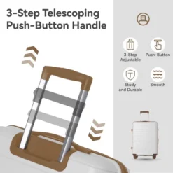 Syemin Luggage Luggage Set 3 Piece PP Hardshell Carry On Suitcase With Spinner Wheels TSA Lock Lightweight Suitcases, Brown, 20.47"*11.22"*29.33"