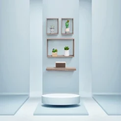 Syemin Decorative Wall Shelf Floating Shelves Wall Mounted Wood Shelf Hanging Bathroom Shelf Home Wall Decor Corner Shelf, Beige, 17.71"*3.93"*1.97"