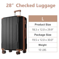 Syemin Luggage Hardshell Luggage, Lightweight Durable ABS Suitcases With Double Wheels, Expandable 28-inch Checked Luggage, Brown, 29.5"*18.5"*11.6" -Furniture GUEST 2769a6a7 4faf 42b2 9dc1 04ce631a9b5f