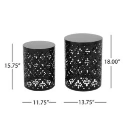 Syemin Patio End Tables, Stylish End Tables For Indoor And Outdoor Use, Ideal For Gardens, Backyard, With Special Design, Black, 13.75"*13.75"*18" -Furniture GUEST 27771132 e560 4a7f 976c 711cdbd6811b