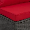 Syemin 7PCS Patio Seating Rattan Furniture Set Sectional Sofa Cushioned Garden, Tempered Glass Table, Red, 98.4"*28.3"*26.7"