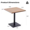 Syemin Patio Side Table, Patio Table Outdoor Dining Table Set, Wood Top Outdoor Furniture Square Table For Lawn, Poolside, Black, 27.6"*27.6"*29.1"